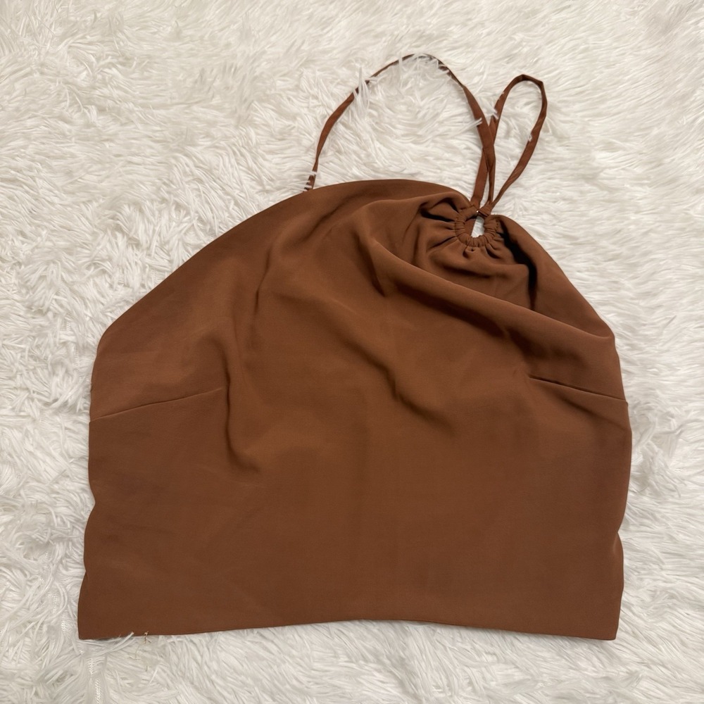 Abercrombie & Fitch Soft A&F One Shoulder Crop Tank Top Small Brown